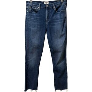 AGOLDE Sophie High Rise Crop Jeans Medium Wash Blue Stretch‎ Denim Raw Hem 29